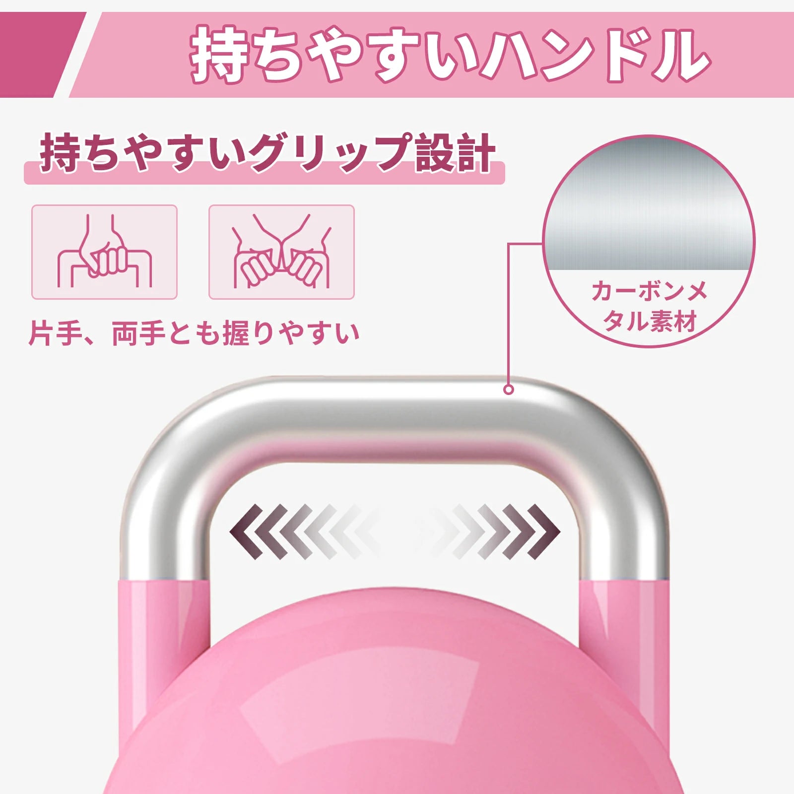 片手、両手とも握りやすいハンドル