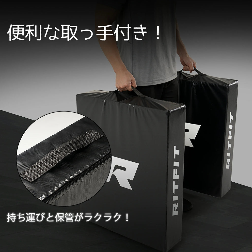 RITFIT ダンベルドロップマットに便利な取っ手が付いています。持ち運びと保管が楽