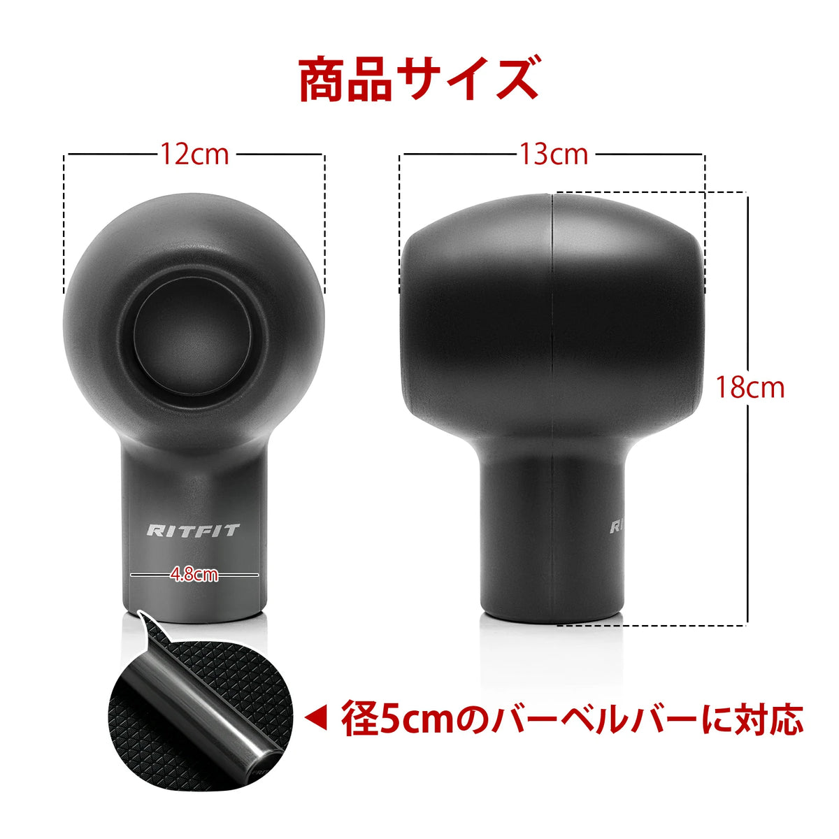RITFIT ランドマインアタッチメントが径5ｃｍのバーベルに対応、サイズは12ｘ13ｘ18cm