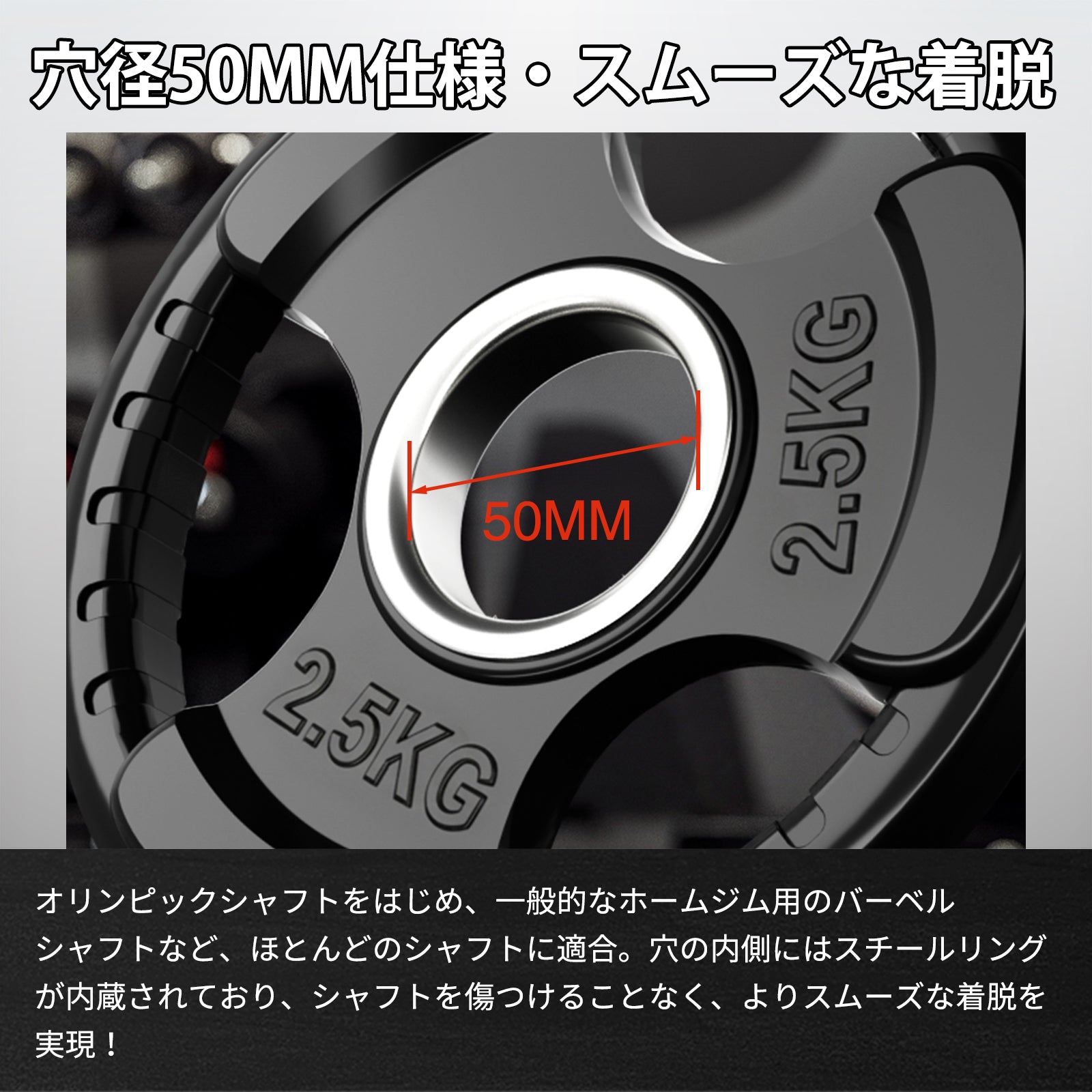 RITFIT アイアンプレート 50mm 2.5/5/10/15/20/25kg 6タイプ重量